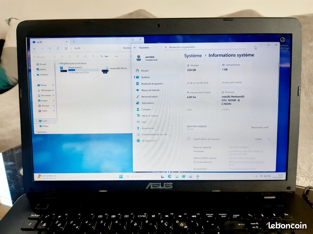PC Portable ASUS X751M 17,3 Pouces - Intel Pentium N3540 - Ordinateur Noir Occasion