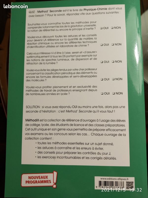 Livre Physique Chimie Méthode et exos corrigés (image 3)