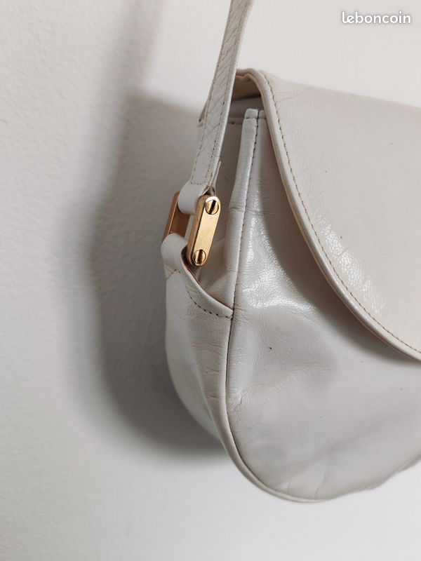 Pochette Bandoulière Vintage Charles Jourdan Années 80 - Cuir Chevreau Gris, Made In France