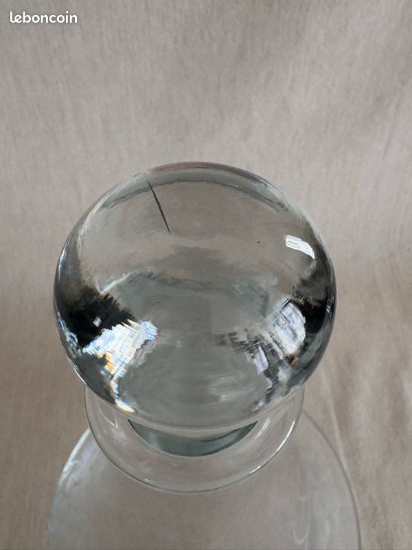 Carafe à décanter vintage en verre décor gravé de raisin (image 5)