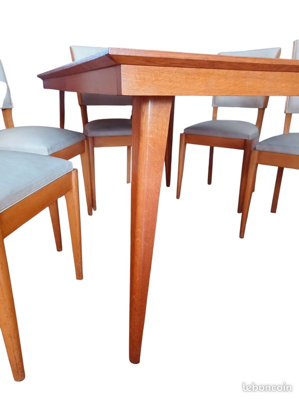 Superbe Ensemble table extensible + 6 chaises vintage 60's 70's arts déco (image 5)