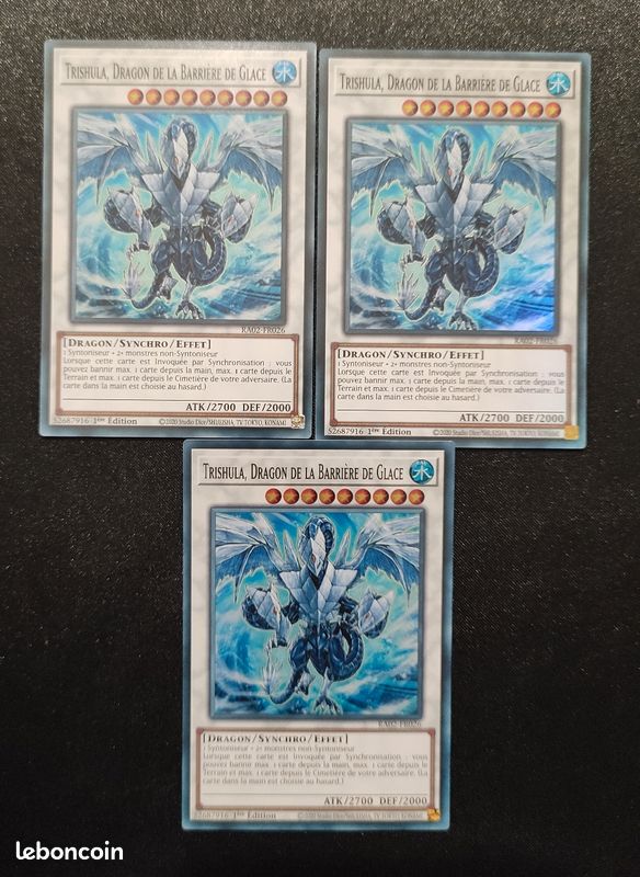 YuGiOh carte collection rareté 2 trishula dragon de la barrière de glace 26 super rare
