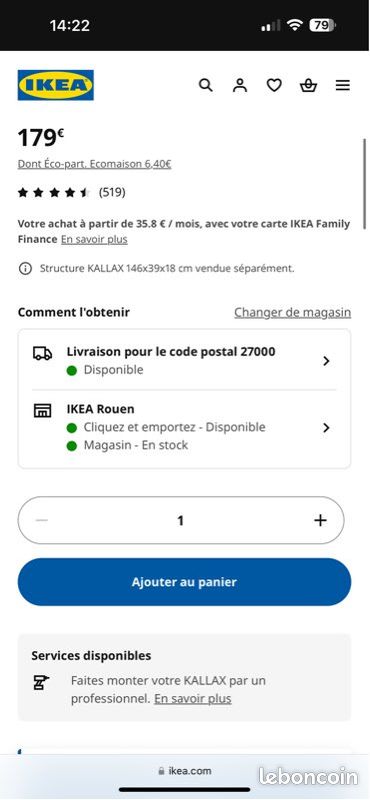 Meuble - étagère KALAX IKEA NOIR 16 CASES (image 2)