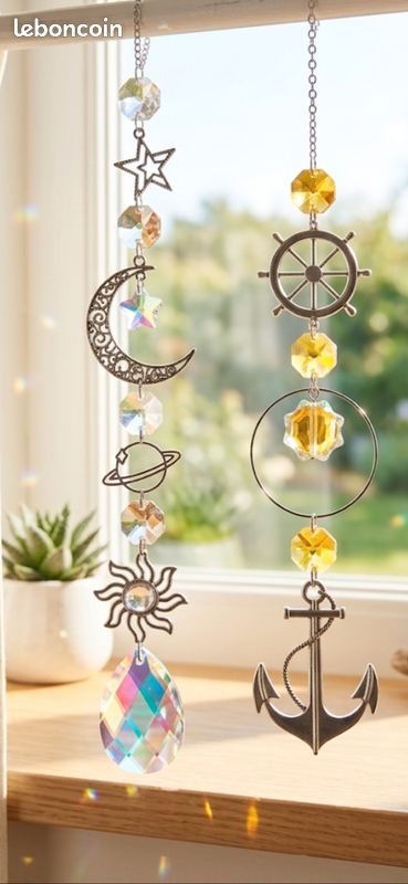 Lot de 2 attrape-soleil suspendus métal inoxydable Thèmes Astronomie et Marine (image 10)