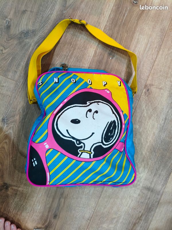Sac à Main Snoopy Vintage Des Années 90 - Fourre-tout Rouge En Polyester - Neuf Avec Étiquettes