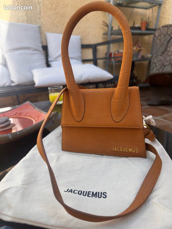 Sac JACQUEMUS chiquito moyen jaune en daim croco Accessoires