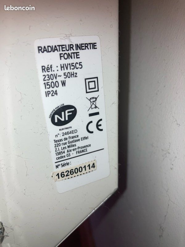 Radiateur à inertie en fonte blanc 1500W (image 4)