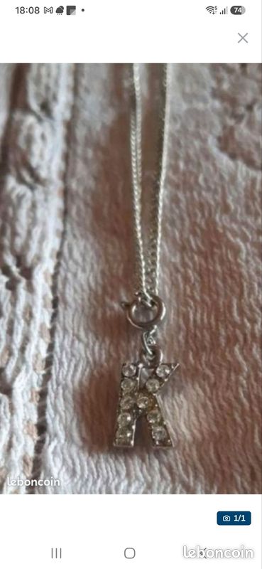 Chaine+pendentif lettre k neuf (image 1)