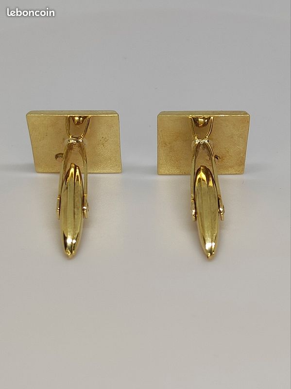 Boutons De Manchette Or 14 Carats Jaune Et Blanc - Avec Diamants, Neufs, 8,4 Grammes