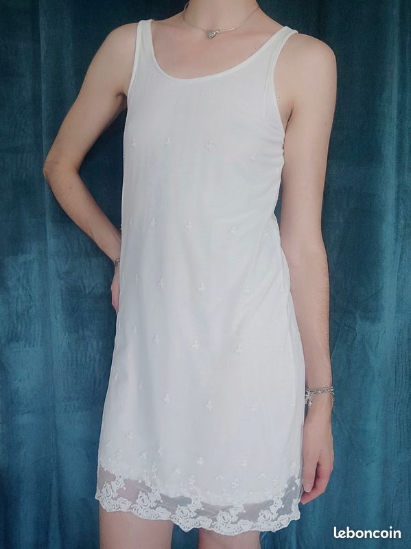 Robe nuisette mesh dentelle blanc ivoire vintage / Mango Suit - 38/M (image 4)