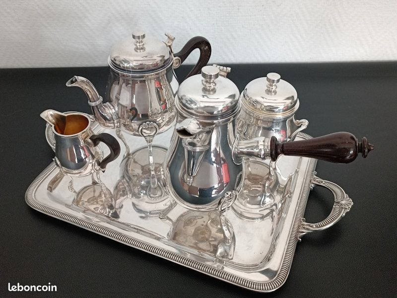 Service à Thé Et Café 5 Pièces En Métal Argenté – Style Vintage