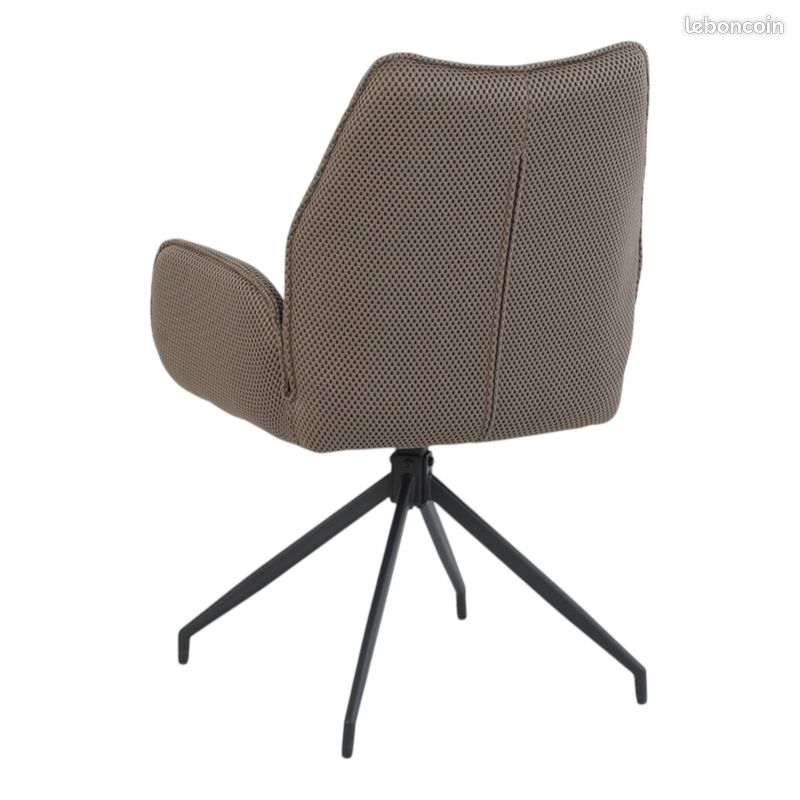 ⭐ 2 chaises pivotantes CARILO Tissu 3D Marron Pieds Métal - NEUF ⭐ Livraison France Entière (image 5)