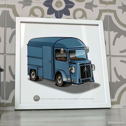 Citroen hy - Poster 20x20cm citroen hy bleu de 1975 décoration chambre enfant (image 1)