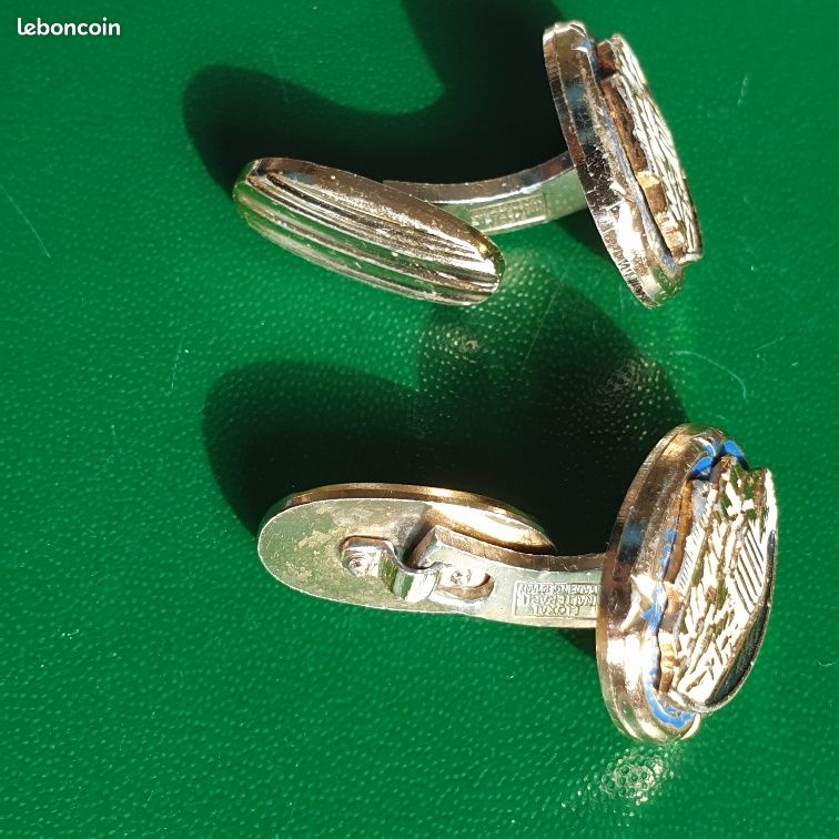 Boutons De Manchette Anciens Fabergé Style Impérial - Argent Doré émaillé, Signés