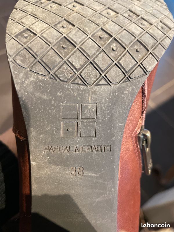 Bottines Femme Pascal Morabito - Cuir Caramel, Pointure 38, Occasion Très Bon État