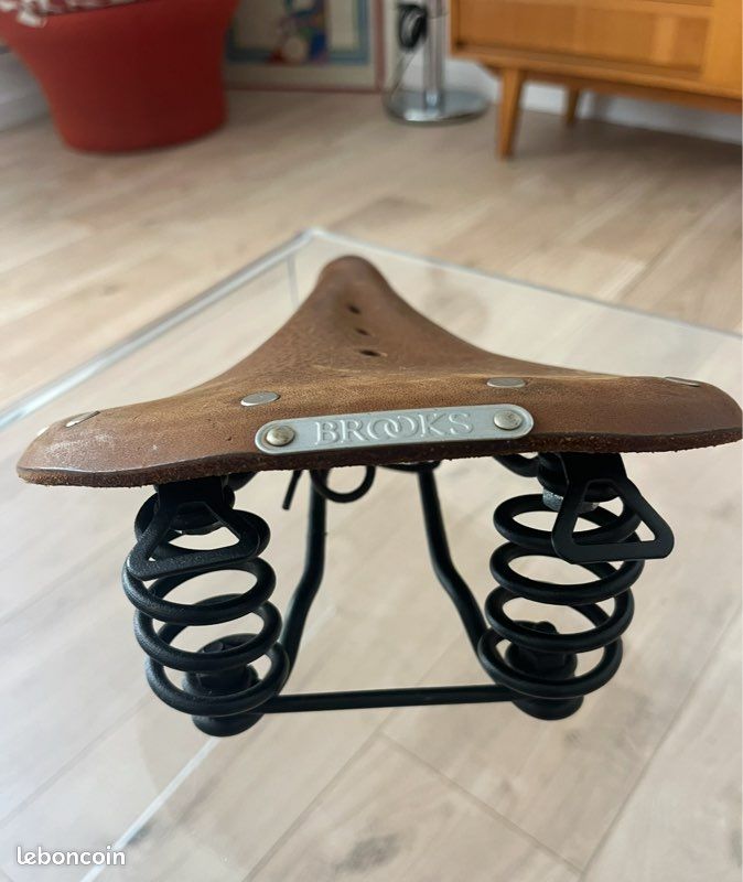 Selle De Vélo Rétro Cuir Marron - Large, à Ressorts, Universelle