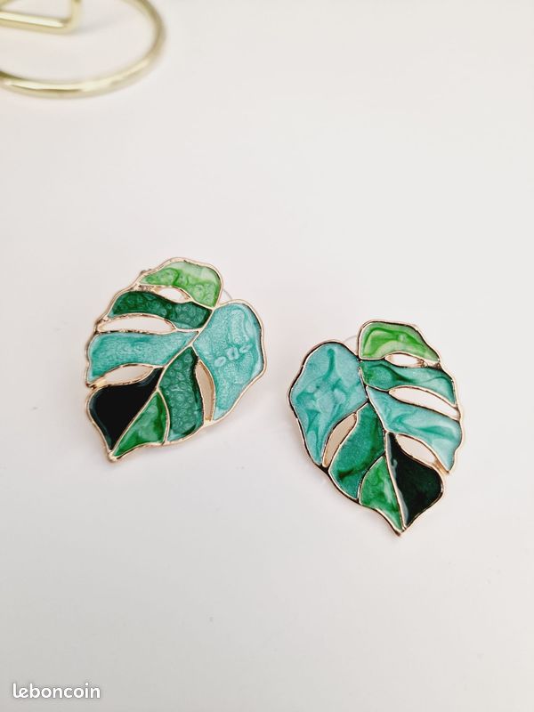 Boucles d'oreilles Feuille tropical (image 2)