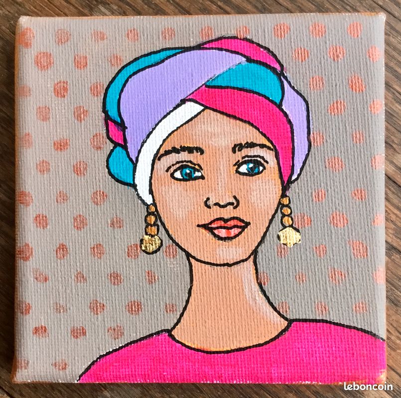 Portraits à l’acrylique sur petite toile 10 x 10 cm (image 6)