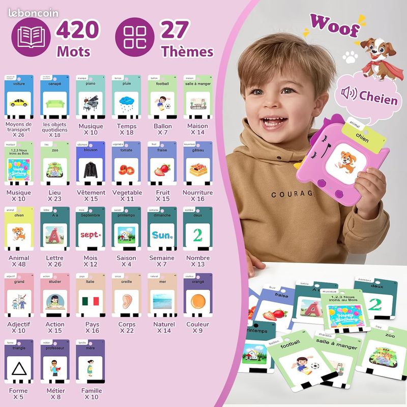 CC 420 Cartes Éducatives Parlantes, Jeu De Cartes Flash Montessori Français, Jeux Educatif - Jeux & Jouets