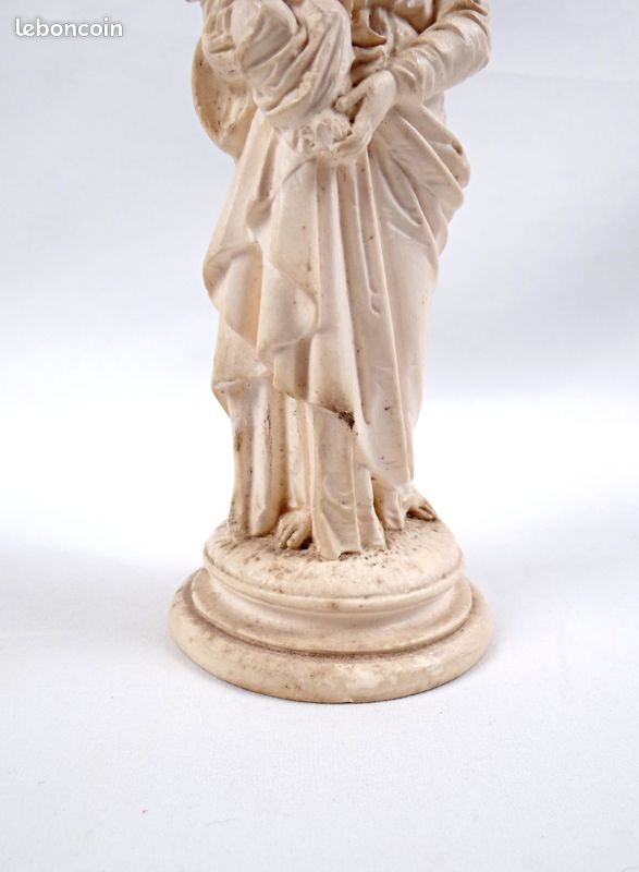 Statue Vierge à l'Enfant en plâtre d'art artisanat religieux début XXe - l'Antochine (image 3)