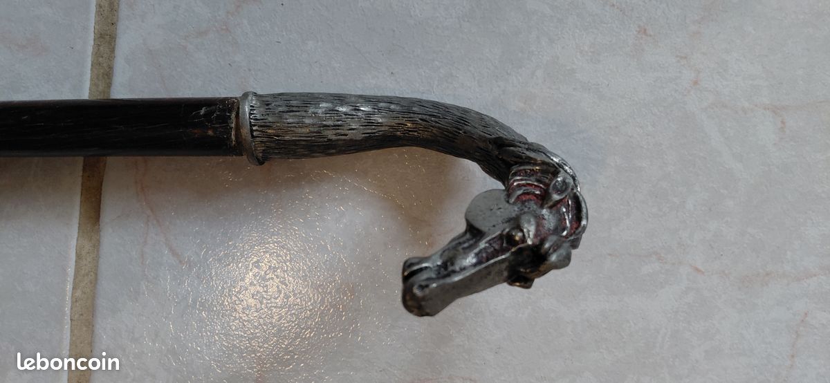 Ancien Fouet D'attelage – Argent 900 – Tige Cuir – Autriche – Années 1900 – RARE