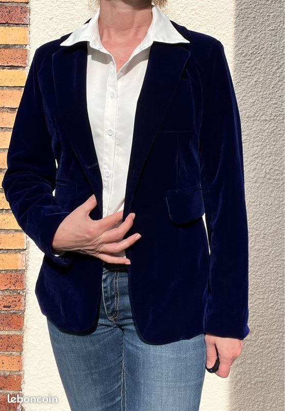 Veste Femme AMISU Bleu – Taille 38 – Faux Cuir – Neuf Sans étiquette