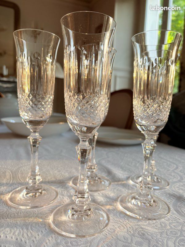 5 flûtes à champagne en Cristal taillé Artisanat de Lorraine (image 7)