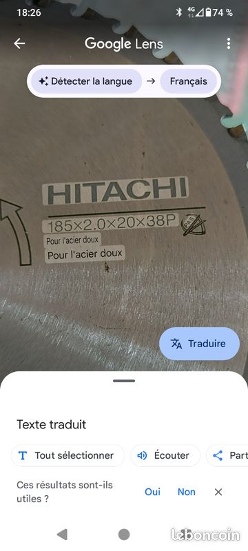 Lame circulaire Pour acier doux Hitachi (image 2)