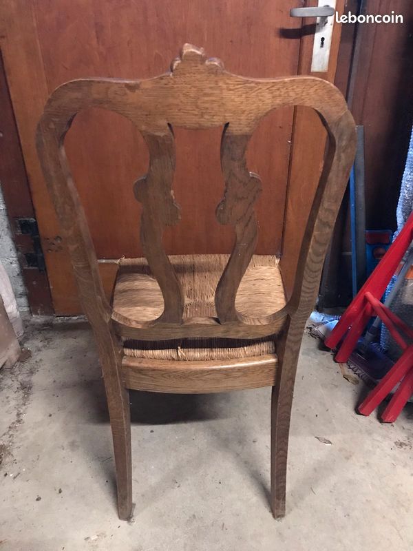 Vends lot de 5 chaises anciennes, en chêne massif (image 2)