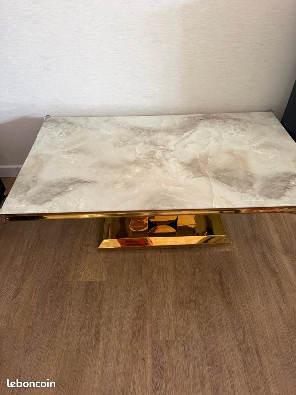 Table basse marbre doré (image 3)