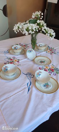 Service à Thé Dinette Théodore Haviland 9 Pièces – Porcelaine Fine XIXe – Motif Japonisant