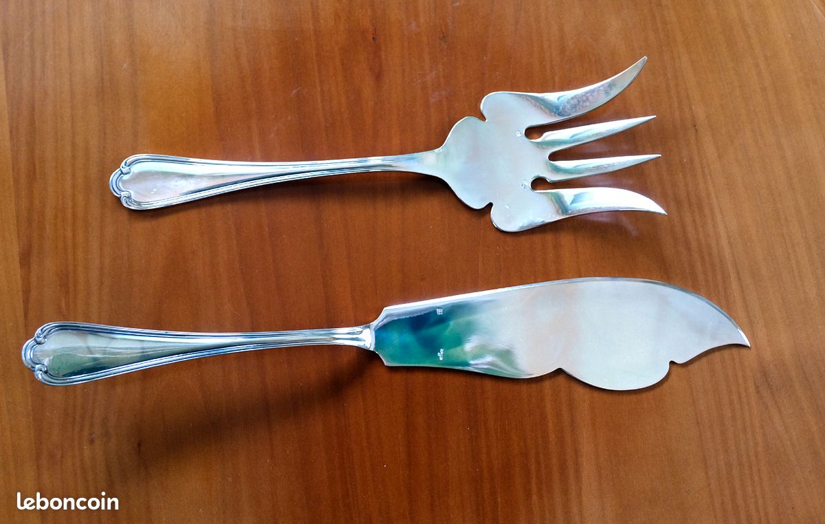 ANCIENNE FOURCHETTE DE Service A Découper 25cm En metal Argenté art nouveau ? EUR 15,00