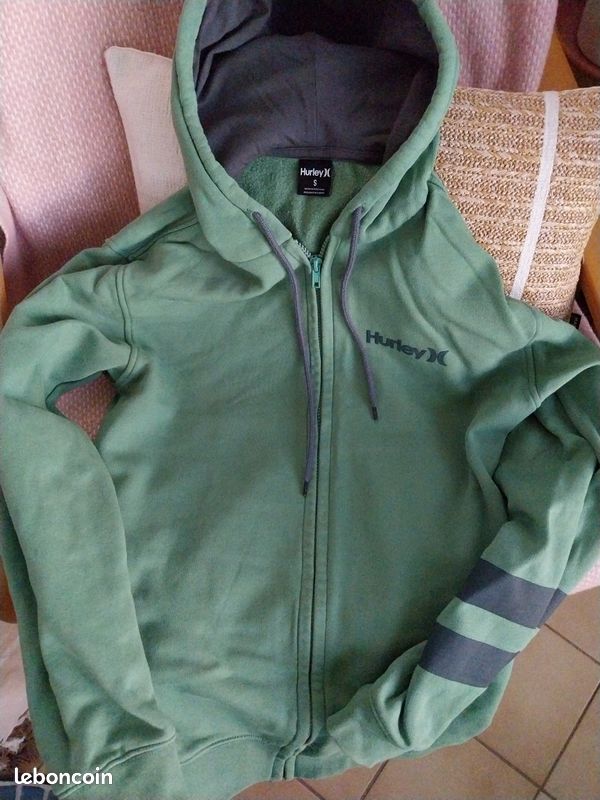 Sweat à Capuche Hurley Vintage Réversible Années 2000 - Taille S - Gris