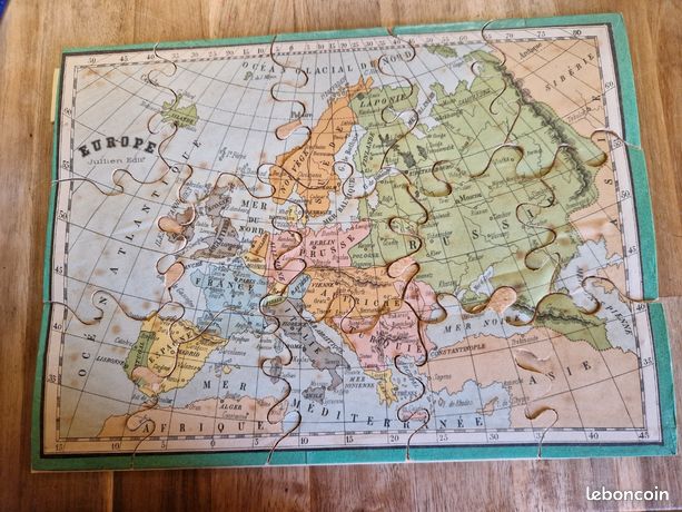 Atlas Géographique Et 3 Puzzles Anciens – Mappemonde, Europe, France – Occasion