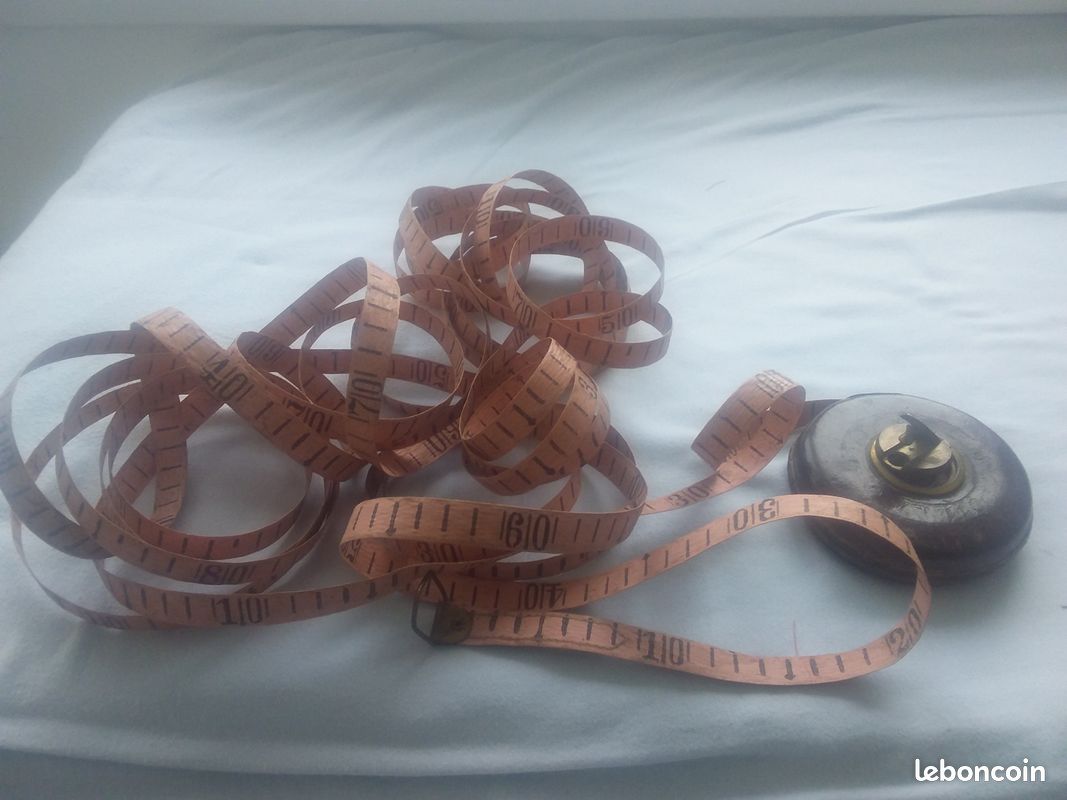 Décamètre Ancien En Cuir – Ruban En Tissu Métrique – Outil Vintage Fonctionnel