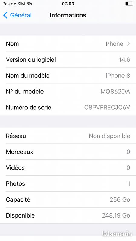 IPhone 8 rose 256Go (image 3)
