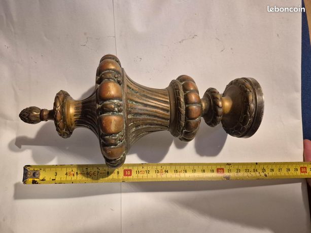 Paire De Boules D'Escalier Anciennes En Bronze - Ornement Déco - XXème Siècle - France