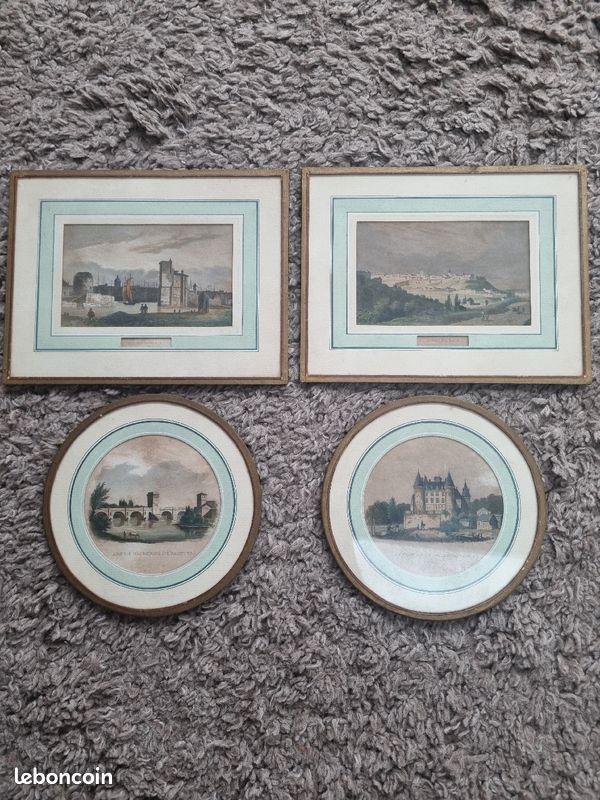 Tableaux gravures La Rochelle, Angoulême, Saintes et Rochefoucauld (image 1)