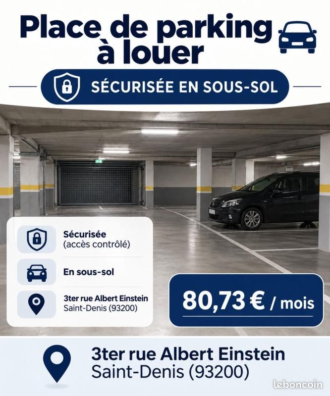 Parking Saint Denis · à Saint-Denis · 80 €/mois