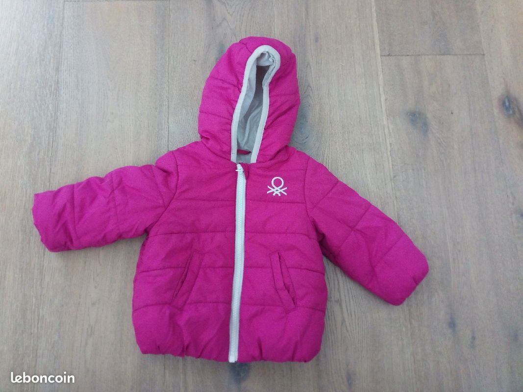 Blouson doudoune Benetton rose 9 mois -12 mois (image 1)