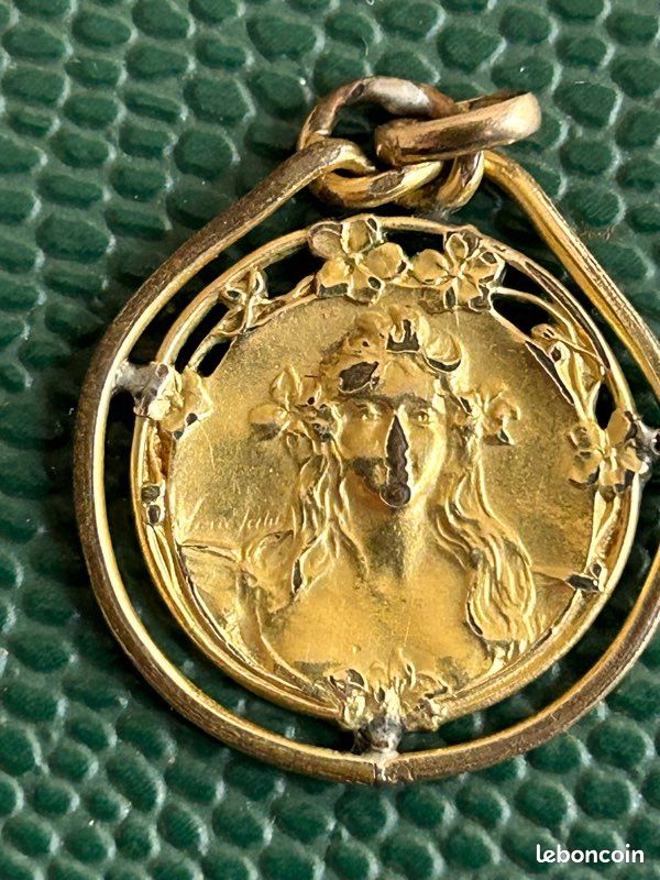 PENDENTIF ANCIEN /VINTAGE De Style Art Déco /Plaqué Or Poinçonné De