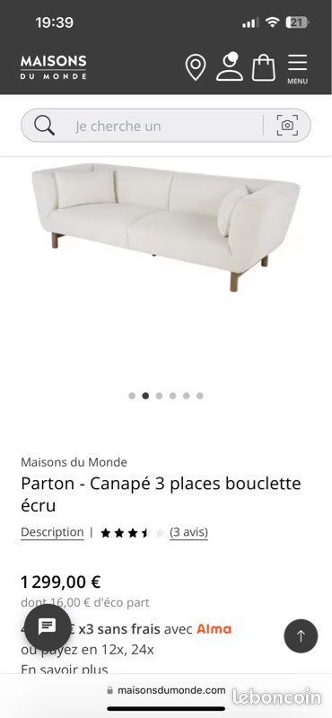 Canapé maison du monde (image 5)