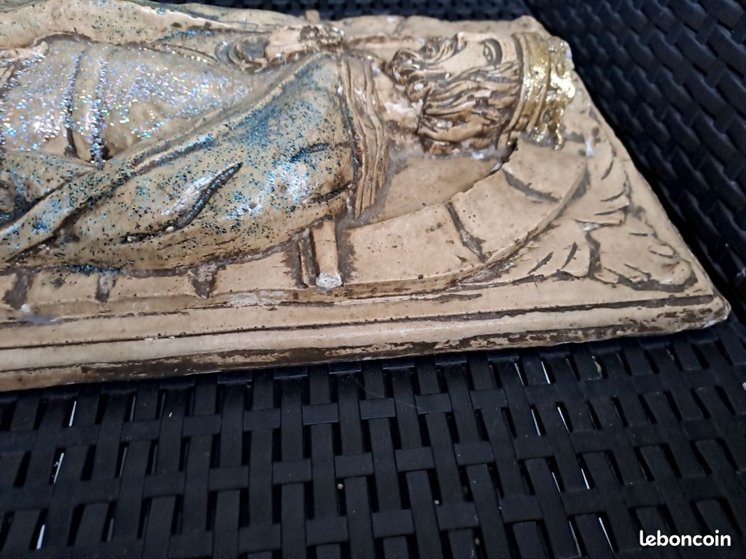 Statue en bas-relief chevalier/ roi. 56cmx23cmx5cm. Ancien decoration vintage (image 8)