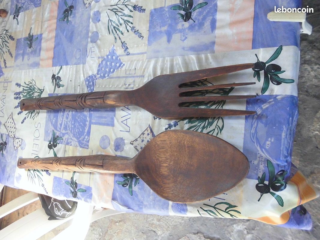 Fourchette et cuillère en bois exotique (image 4)