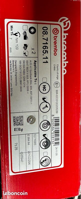 Disque de freins brembo Polo 5 (image 1)