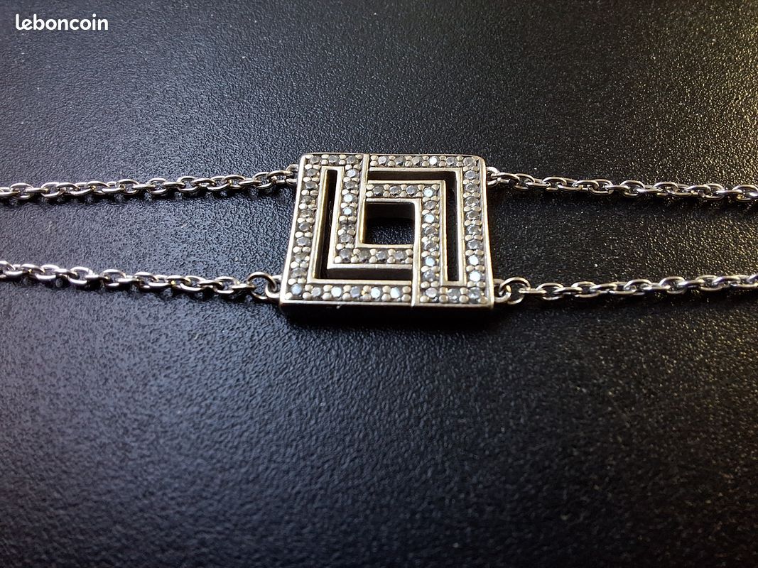 Bracelet Vintage Guy Laroche - Longueur 19 Cm - Bijou Ancien Avec Pierre Verte - Parfait Pour Collectionneurs