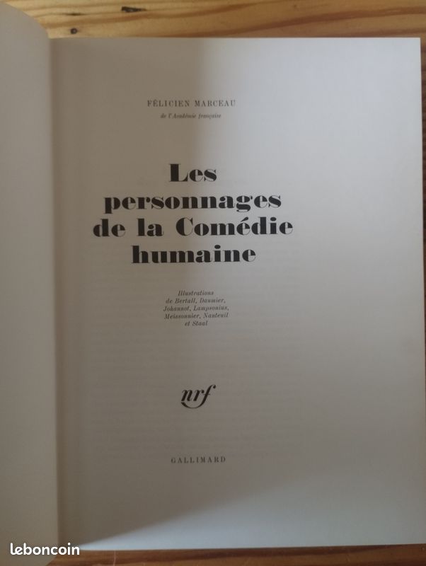 Livre Les personnages de la comédie humaine par Félicien Marceau (image 1)