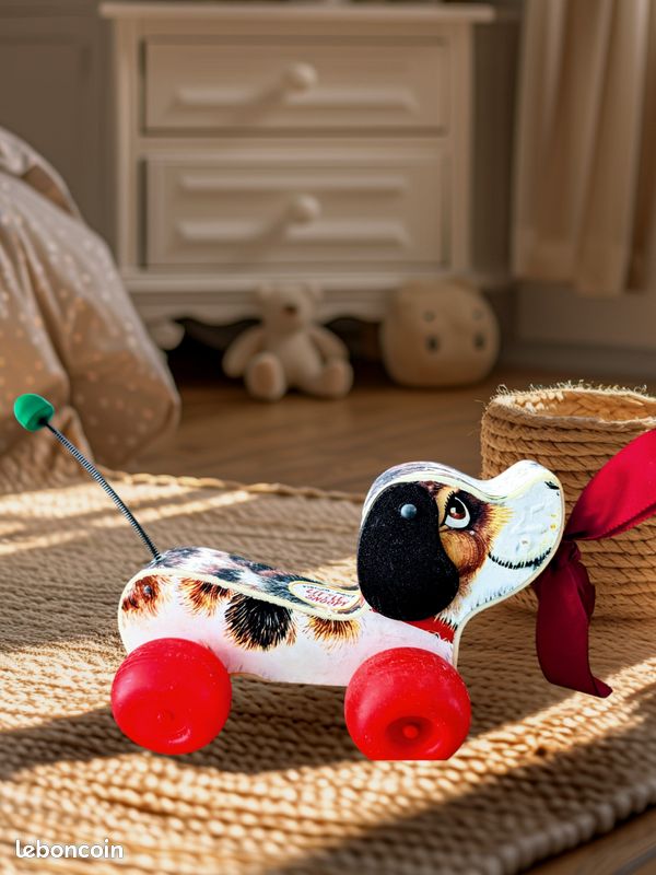 Jouet Vintage Fisher Price : Chien à Tirer Little Snoopy (Réf. 693) – Bois Et Plastique