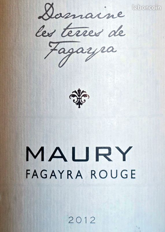 1 bouteille MAURY FAGAYRA ROUGE 2012 (image 2)