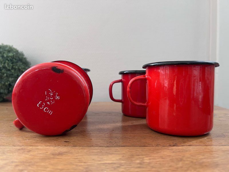 924⚜️ ANCIENNE PETITE Cocotte Rouge Faitout Marmite 14 en Tôle Émaillée Vintage EUR 25,00 - FR